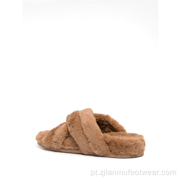 Fluff slide feminino liners de pele de ovelha